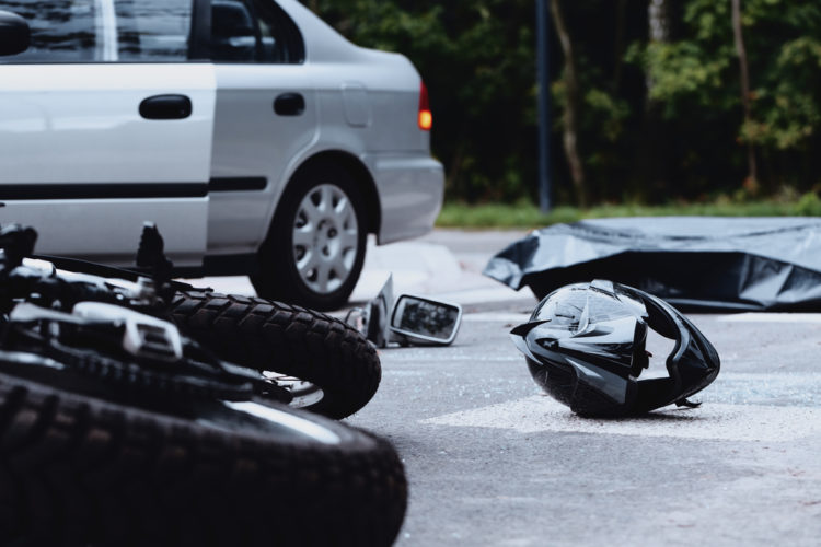 What to Do Following a Car Crash - Motorcycle helmet on the street