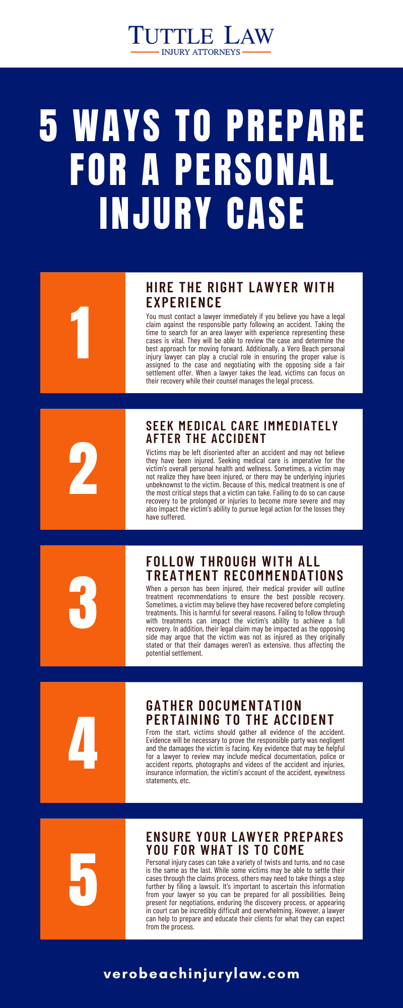 5 WAYS TO PREPARE FOR A PERSONAL INJURY CASE INFOGRAPHIC